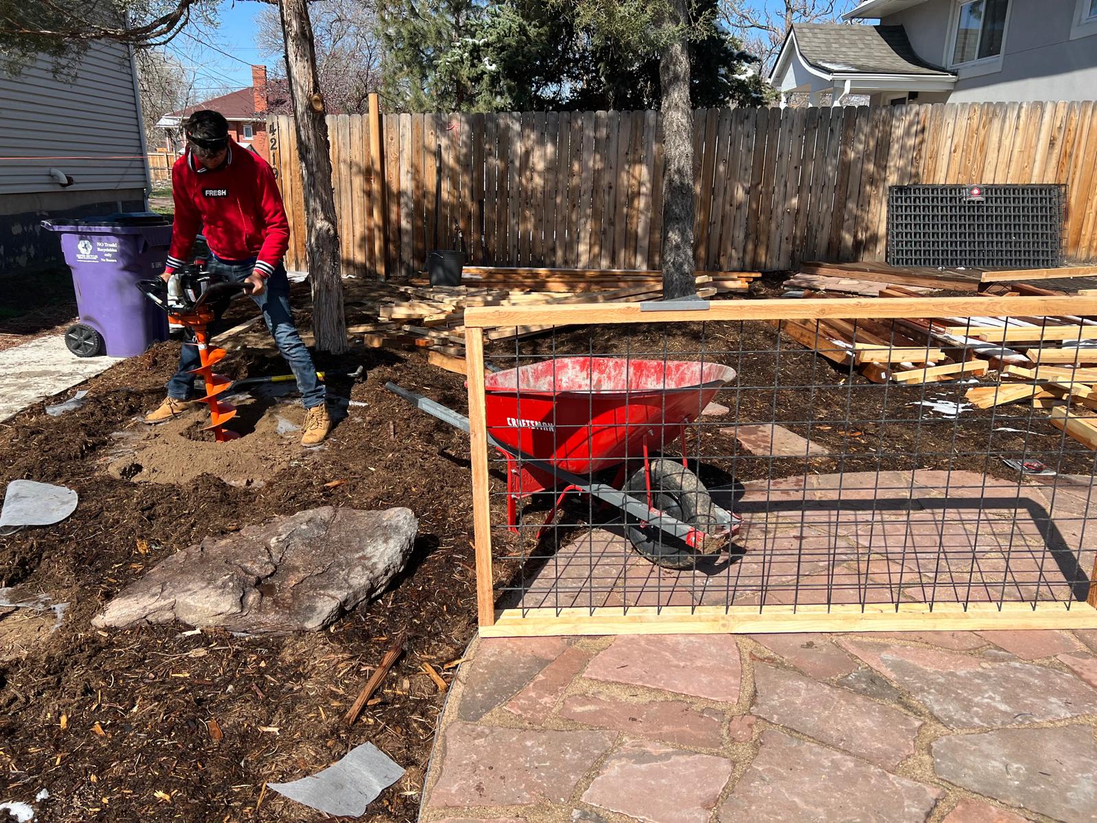 Wood-Framed Wire Mesh Fencing - Before